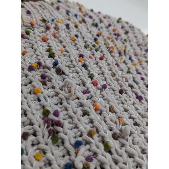 Easel Confetti Pom Pom Crew Neck Knit Cream Sweater Multicolor Size Small M - Picture 7 of 7